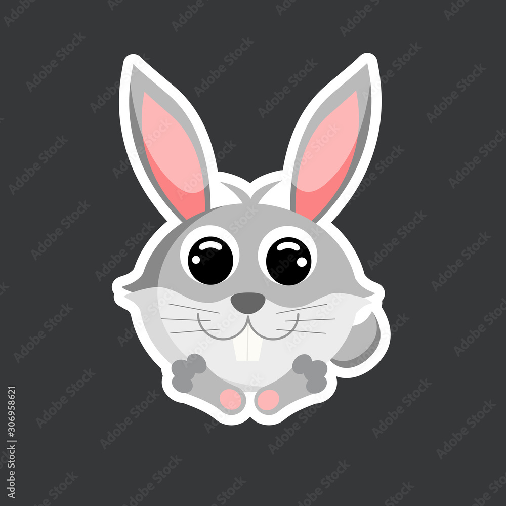vector cute hare sticker template