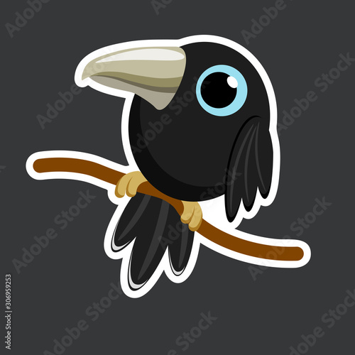 vector cute raven sticker template