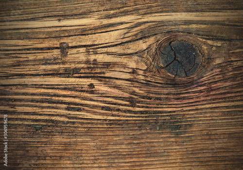 aged wooden boards with a knot