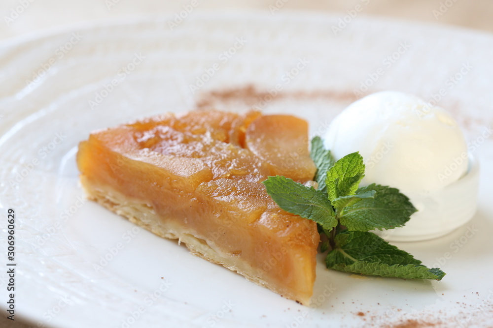 Apple tart with ice cream Apple tart with ice cream