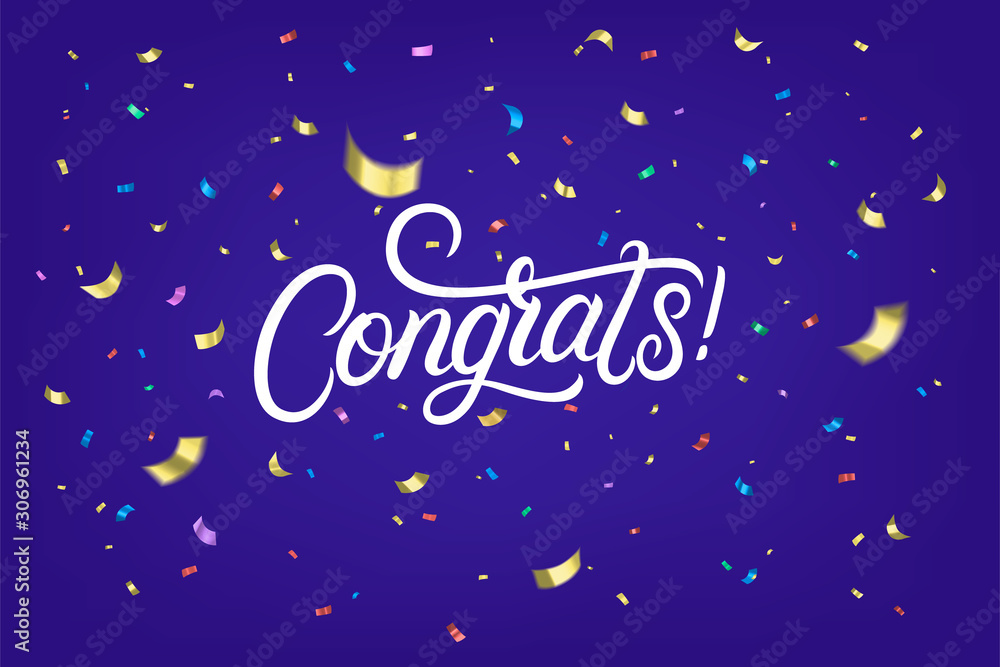 Congrats hand written lettering text