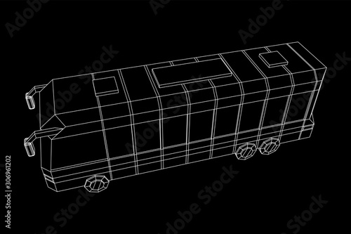 City bus. Wireframe low poly mesh vector illustration. Travel or transportation concept. © newb1