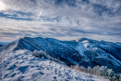 beautifully snowy mountains with clouds  slovakia Mala Fatra