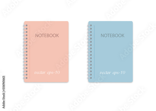 Set of multi-colored notebooks .Template for text.Paper mocap for inscription .Business diary .Vector ,Illustration.