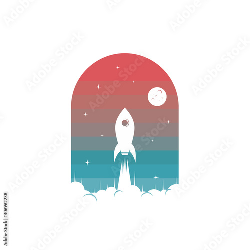 space rocket shuttle ship sign logo logotype vector