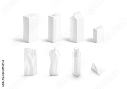 Blank white drink pack mock up set, side view photo