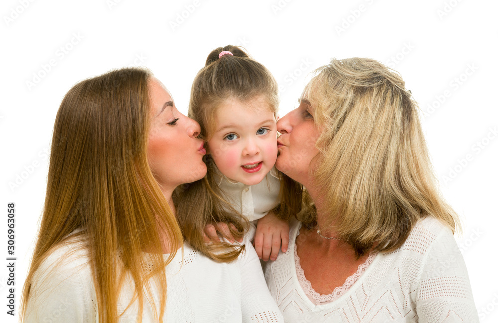 Portrait of grandmother with adult daughter and grandchild Portrait of grandmother with adult daughter and grandchild