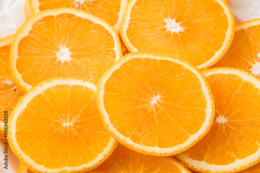 Thin slices of fresh oranges Thin slices of fresh oranges