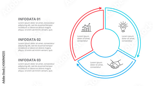 Thin line flat element for infographic. Template for diagram, graph, presentation and chart. Business concept with 3 options, parts, steps or processes.
