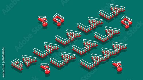Christmas carol song lettering. deck the halls motif. Christmas cheerful illustration