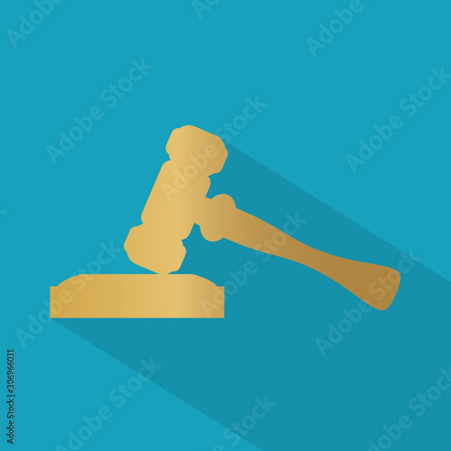 golden judge's gavel icon- vector illustration