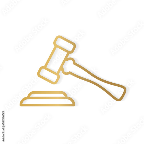golden judge's gavel icon- vector illustration