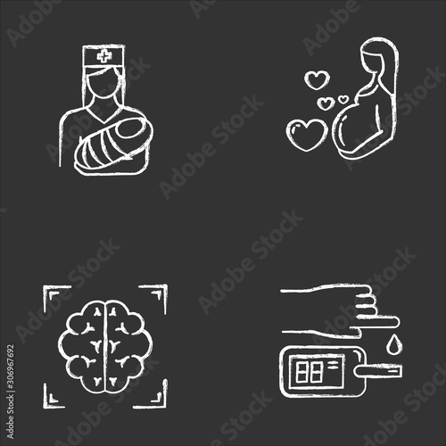 Medical procedures color icons set. Pediatrics and pregnancy care. Brain  scan. Blood test. Healthcare aid. Motherhood, parenthood. Nurse with baby.  Ne Stock Vector Image & Art - Alamy