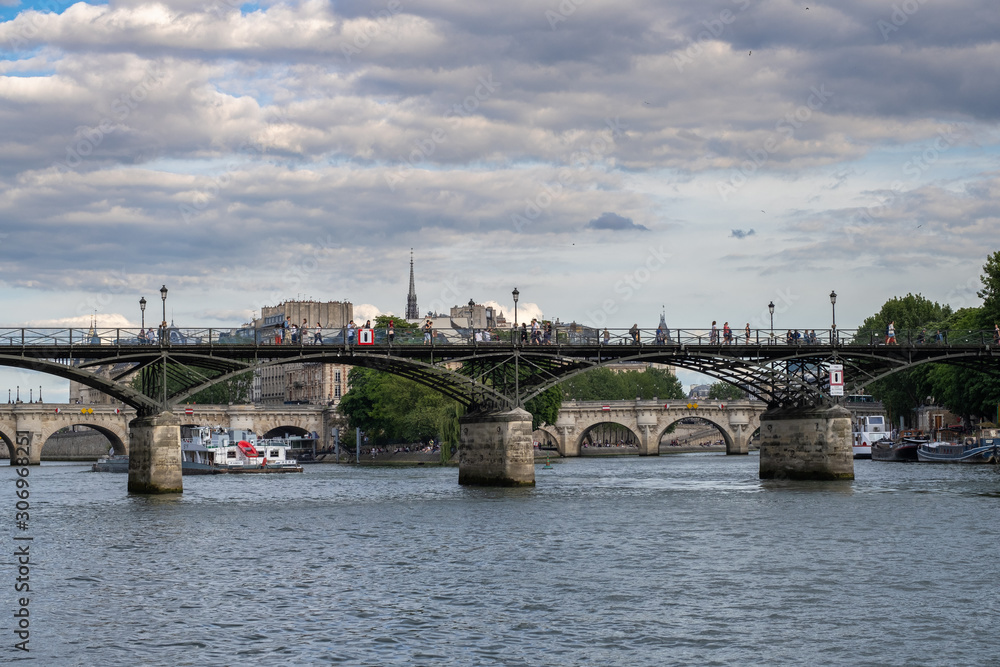 Fototapeta premium View on a bridge over the Seine and Notre Dame, France
