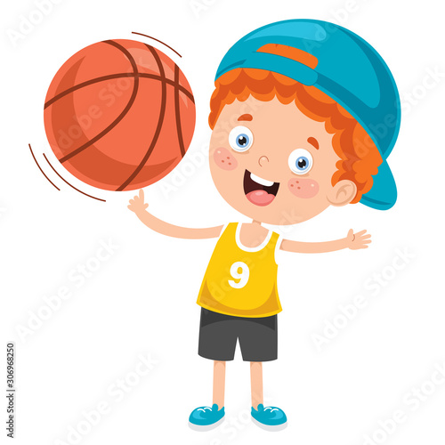 Little Kid Playing Basketball Outside