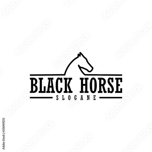 black horse creative logo design vector