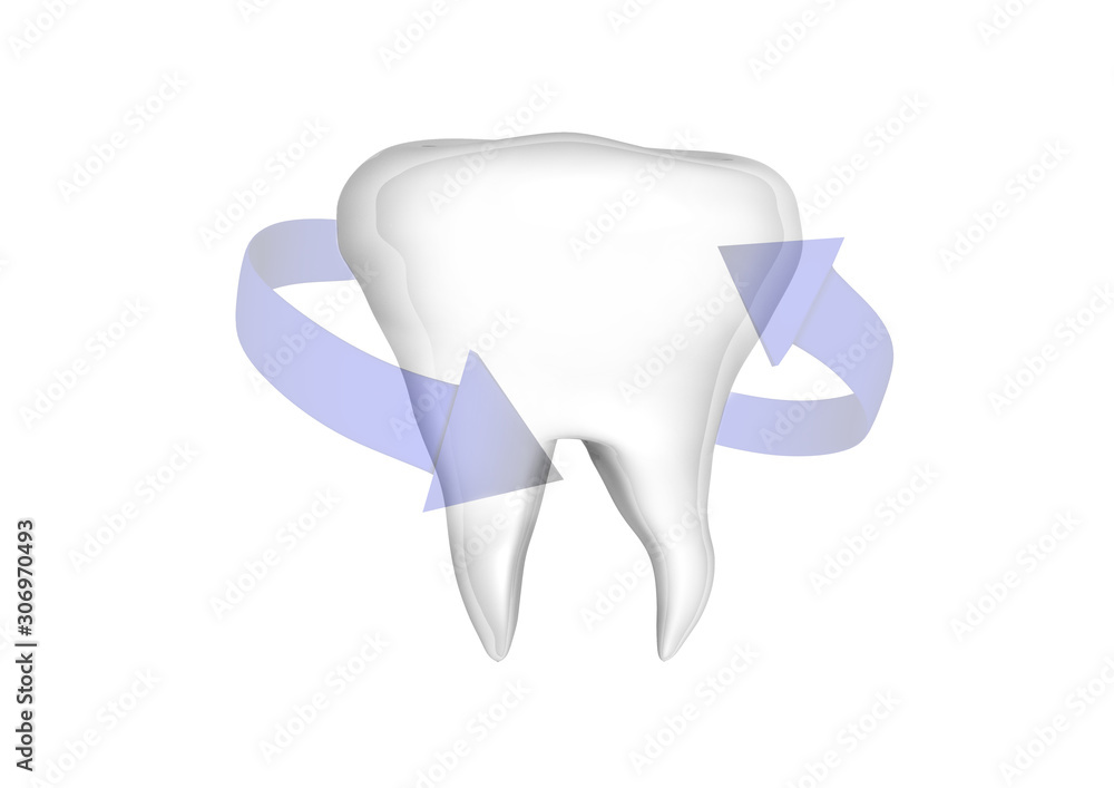 White tooth with transparent arrows on a white background 3d illustration White tooth with transparent arrows on a white background 3d illustration