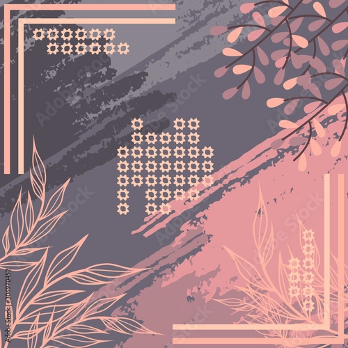 Pattern of hijab motif design with abstract foliage design