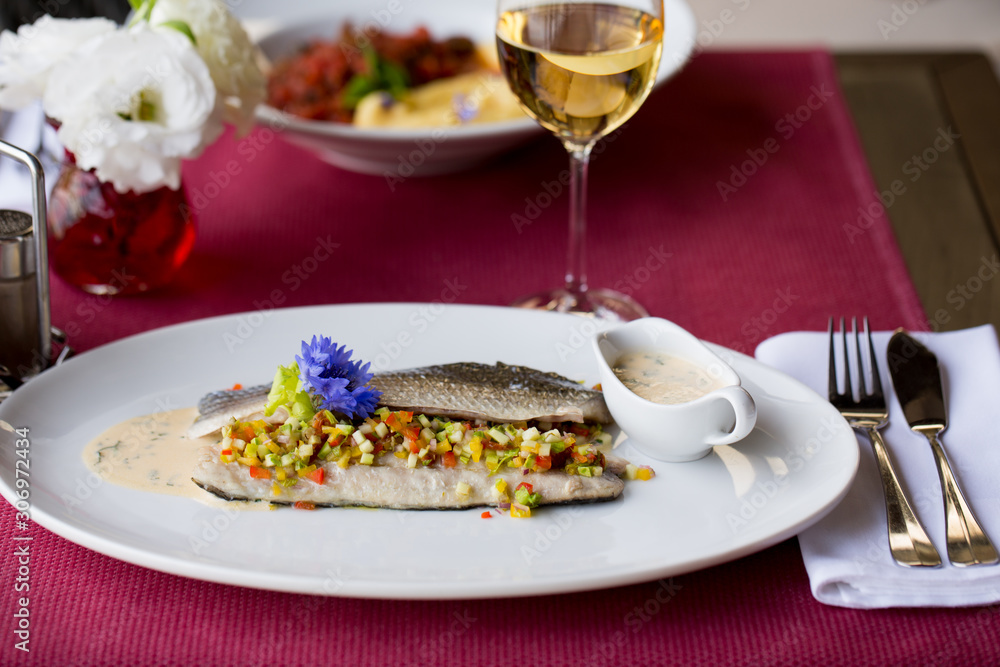 Baked fish with sauce Baked fish with sauce