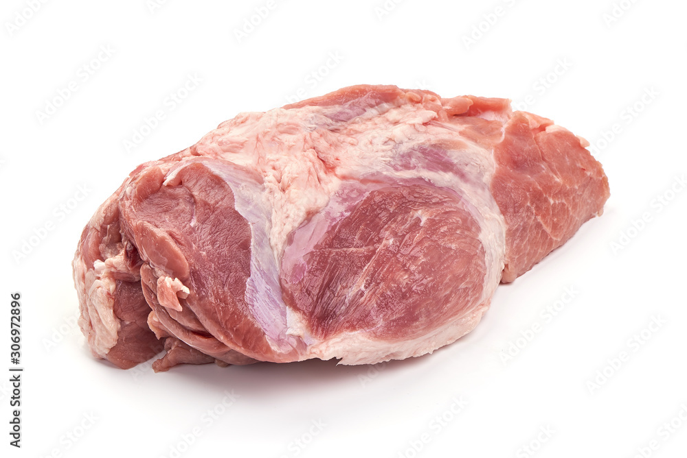 Raw pork leg part, Ham or gammon cuts, isolated on white background