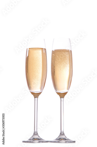 Glasses with champagne isolated on white background