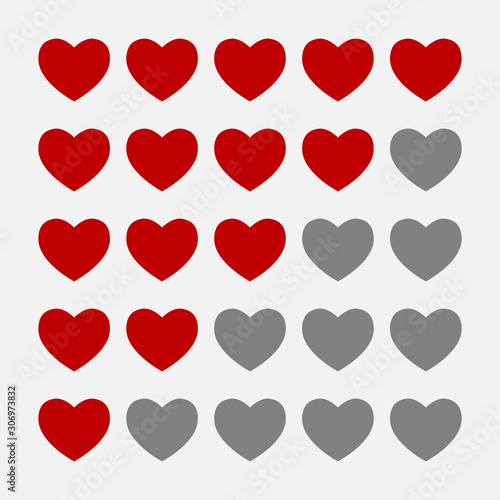 Rating Review icon - Flat design, glyph style icon - Red heart. EPS 10