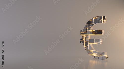 light background 3d rendering symbol of euro sign icon