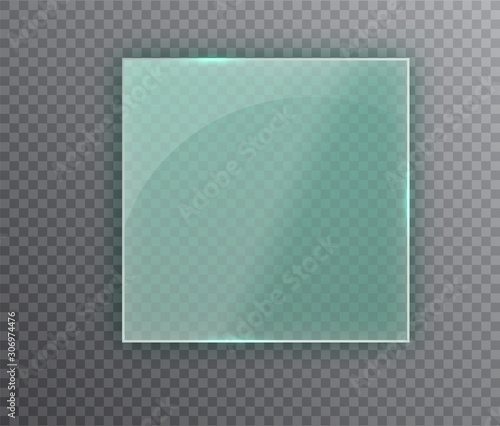 Glass plates. Glass banners on transparent background. Flat glass. Vector illustration.