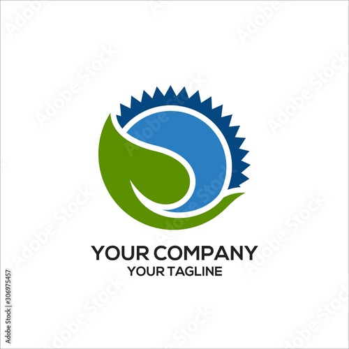 leaf sun vector logo vector logo