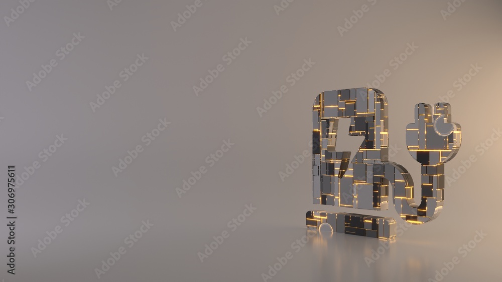 light background 3d rendering symbol of charging station icon