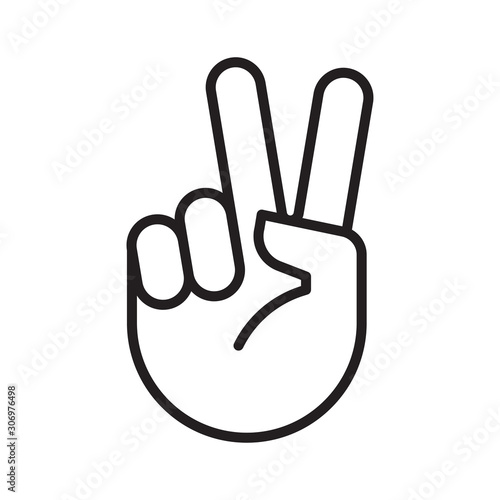 Hand showing victory sign icon.