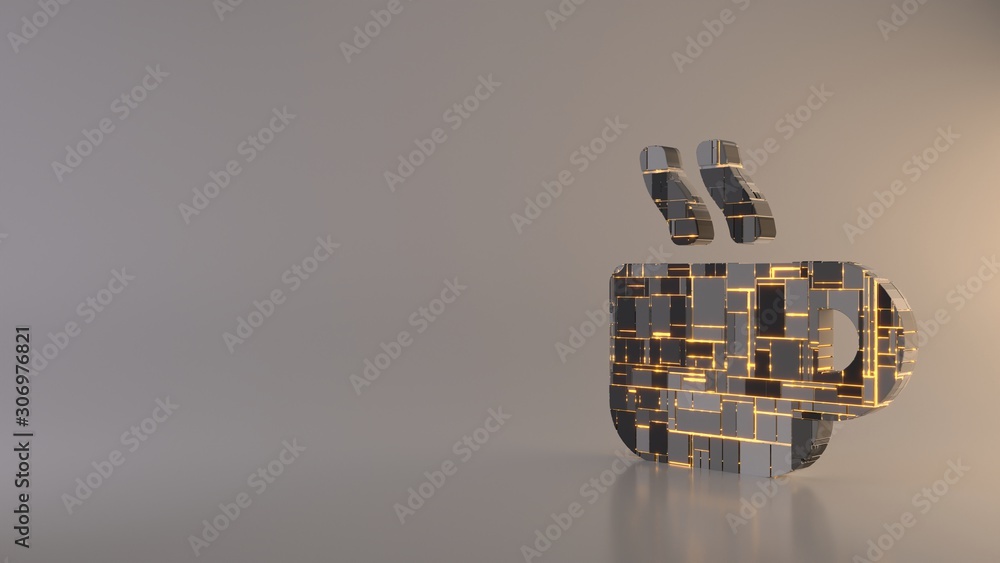 light background 3d rendering symbol of mug hot icon light background 3d rendering symbol of mug hot icon