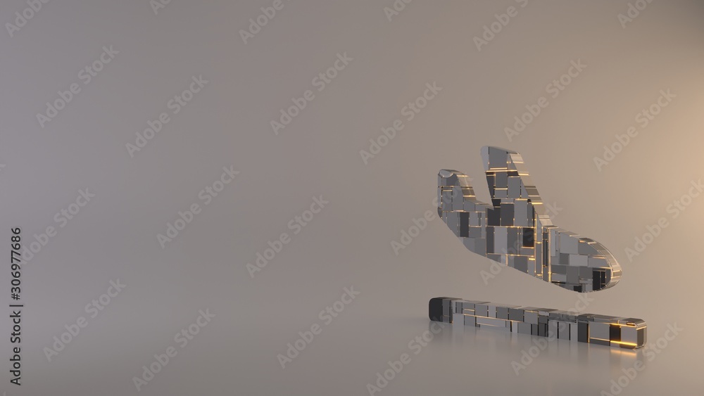 Obraz premium light background 3d rendering symbol of plane arrival icon