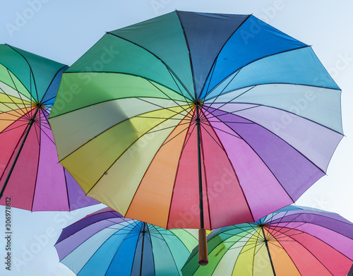 Rainbow coloured umbrellas - gay and lesbian symbol 