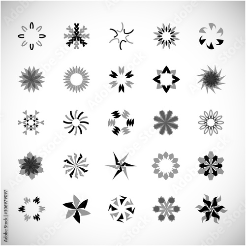 Abstract Circle Icon Set. Vector Isolated On Gray. Abstract Circular Logo For Company Symbol, Star, Tech Icon And Element Design. Creative Icons For Flower And Decorative Logo. Abstract Round Template © milosdizajn
