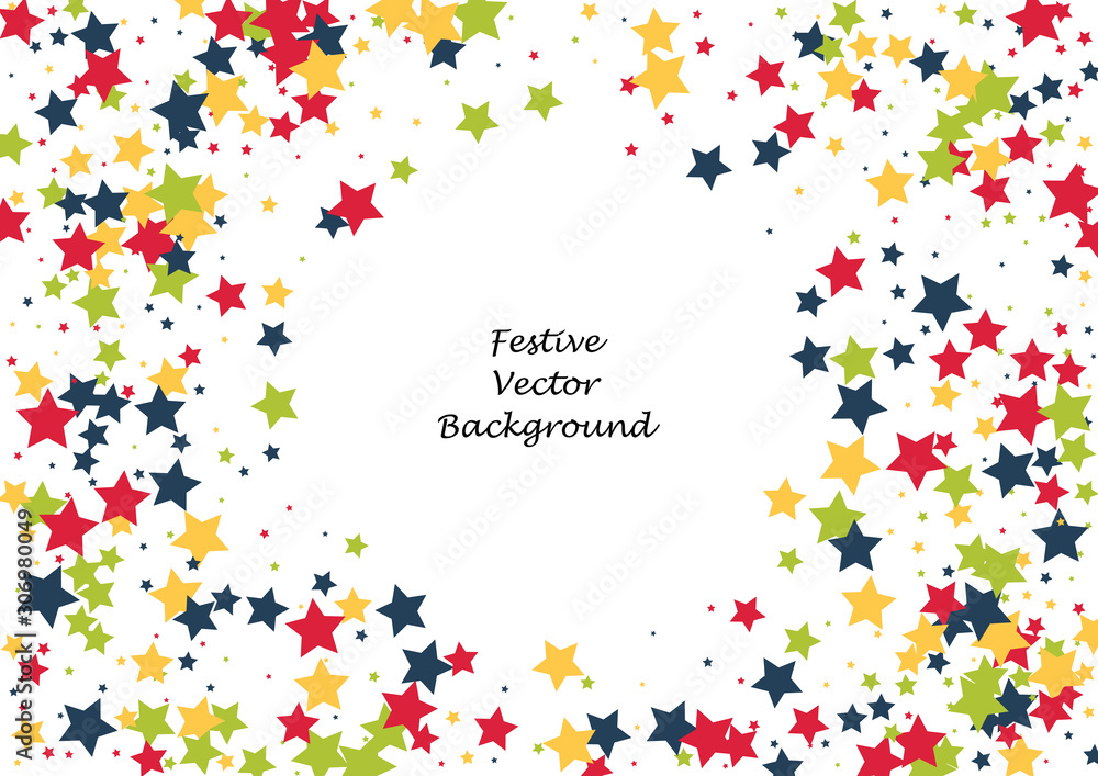 Festive color star confetti background. Abstract frame confetti texture for holiday, postcard, poster, website, carnivals, birthday and children's parties. Cover confetti mock-up. Wedding star layout Festive color star confetti background. Abstract frame confetti texture for holiday, postcard, poster, website, carnivals, birthday and children's parties. Cover confetti mock-up. Wedding star layout