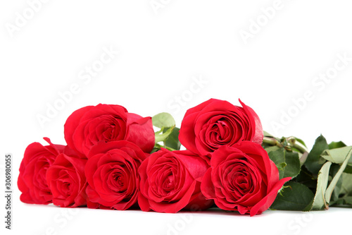 Bouquet of red roses isolated on white background