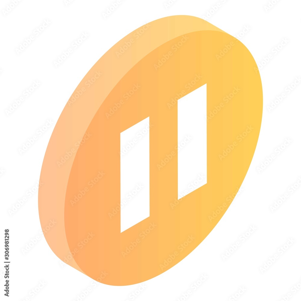 Pause button icon. Isometric of pause button vector icon for web design isolated on white background Pause button icon. Isometric of pause button vector icon for web design isolated on white background