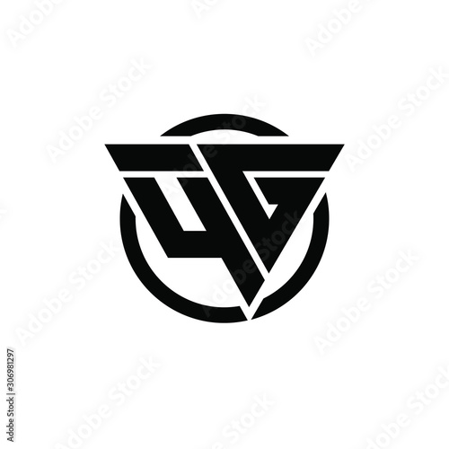 4G G4 Triangle Logo Circle Monogram Design Vector Super Hero Concept