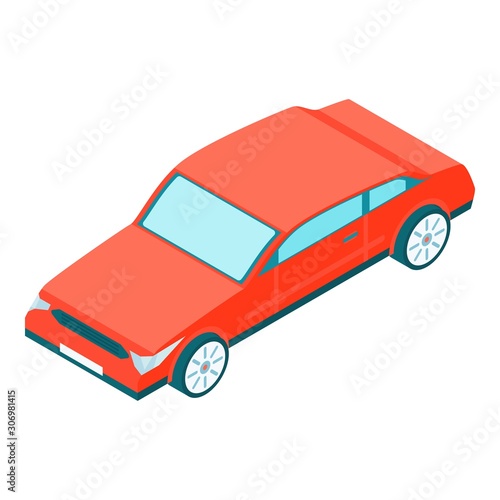 Red car icon. Isometric of red car vector icon for web design isolated on white background