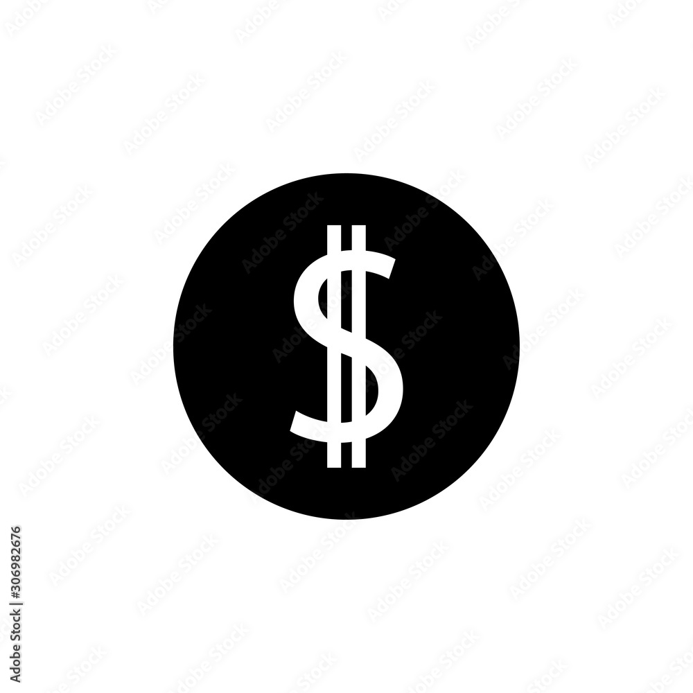 Coin with dollar sign simple icon isolated on white background. Vector illustration. Chalk drawing