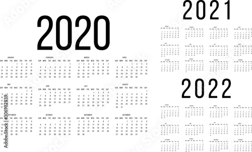 Calendar English 2020, 2021...
