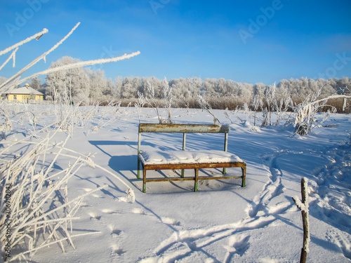 Wallpaper Mural lonely bench in snow Torontodigital.ca