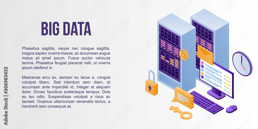 Big data concept banner. Isometric illustration of big data vector concept banner for web design Big data concept banner. Isometric illustration of big data vector concept banner for web design