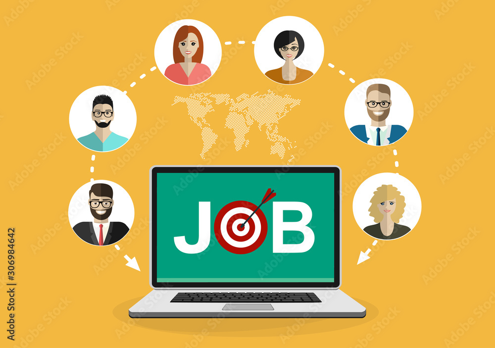 Applying for job, giving CV, job competition vector concept. Flat design vector illustration concepts. Concepts web banner and printed materials.