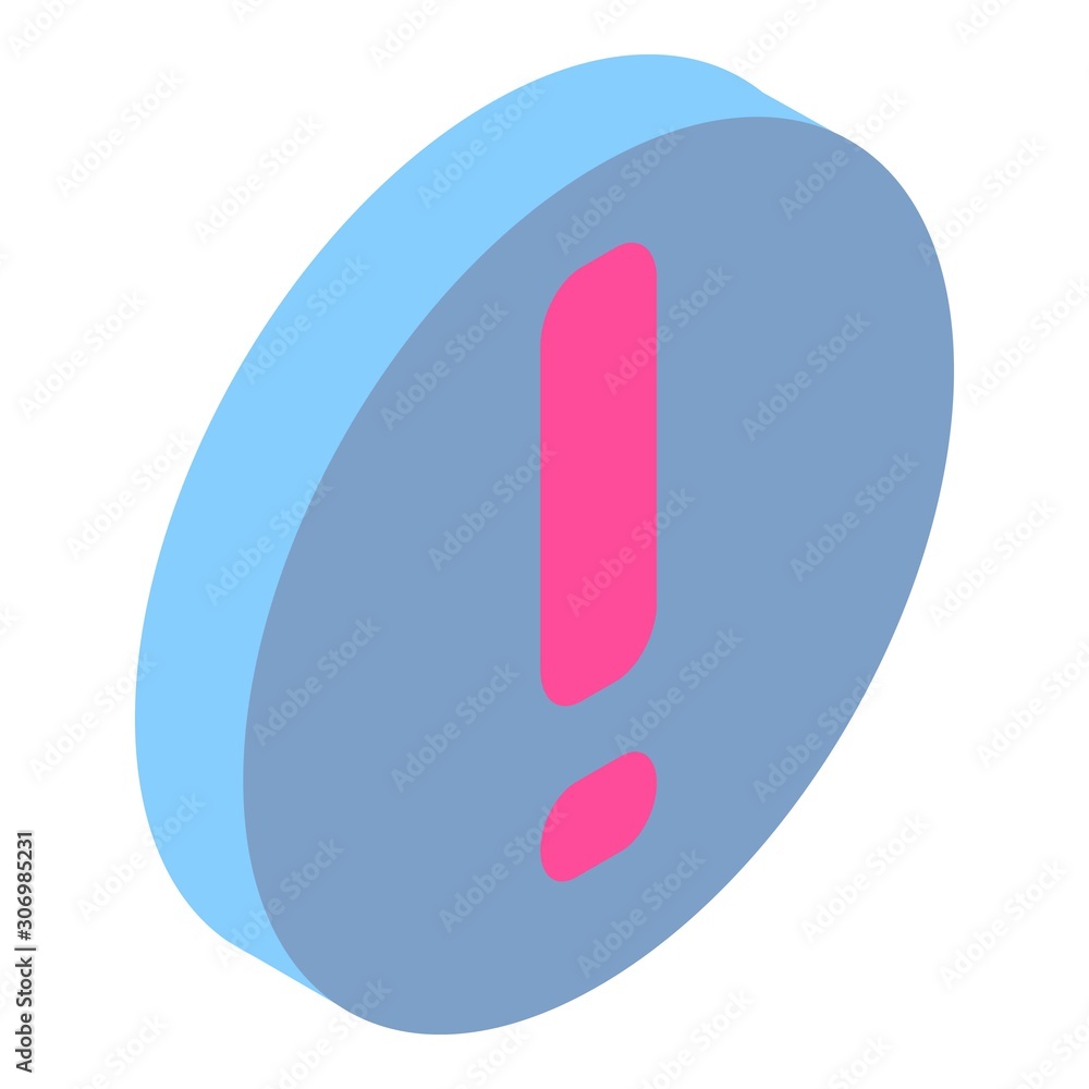 Exclamation sign icon. Isometric of exclamation sign vector icon for web design isolated on white background Exclamation sign icon. Isometric of exclamation sign vector icon for web design isolated on white background