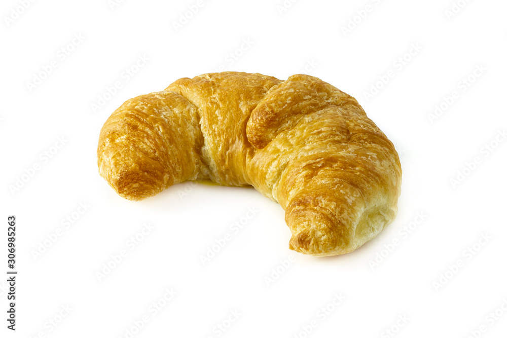 butter croissant close up on white background
