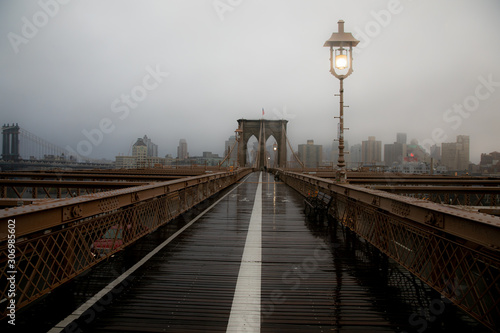 Brooklyn bridge under the rain weather