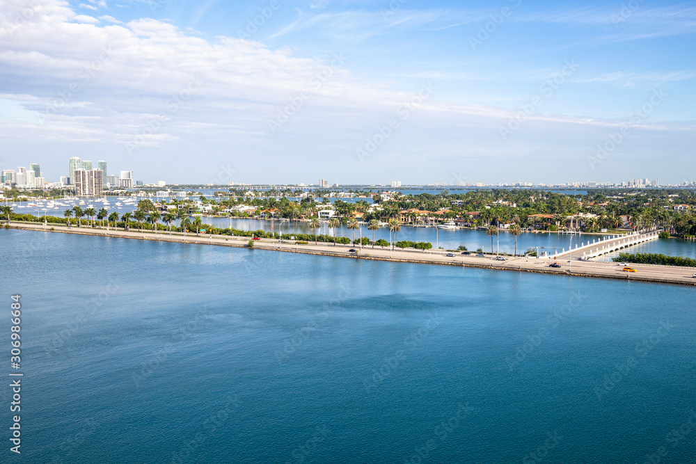 Miami cruise terminal and landscape