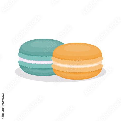 Macarons. French macaroons. Colorful sweet sandwich cookie.